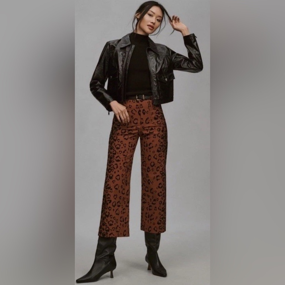 Anthropologie Leopard Print Wide Leg Pants - Brown